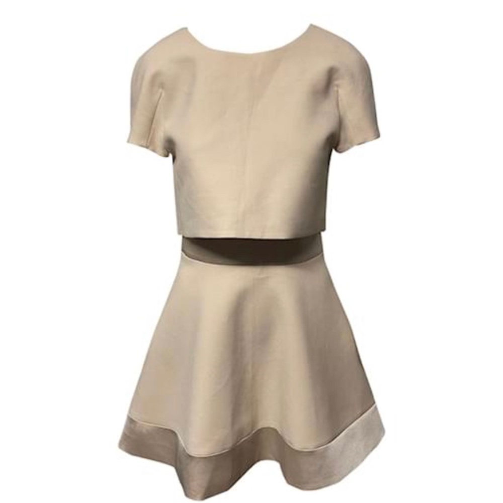 Maje Womens Sheer Zipped Short Sleeve Fit & Flare Midi Dress
